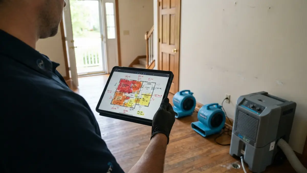 Moisture readings reviewed with the homeowner after water extraction in Belton, SC